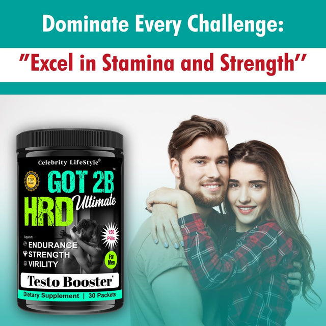 Got2Bhrd Testosterone Booster and Male Enhancing Energy Supplement, Energy, Muscle Builder, Mood Boost 150 Caps by Celebrity Lifestyle
