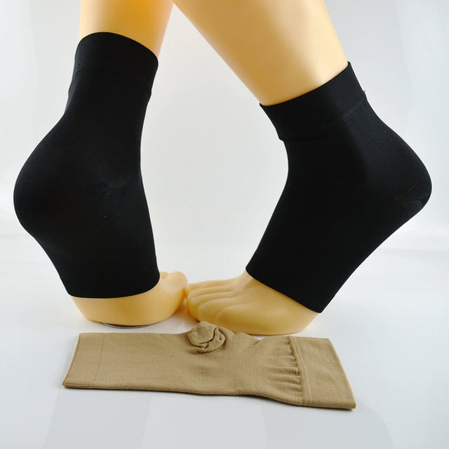 JUNTEX Ankle Compression Sleeve Open Toe Compression Socks for Swelling Plantar Fasciitis Sprain Neuropathy Foot Brace Support Fits Women Men