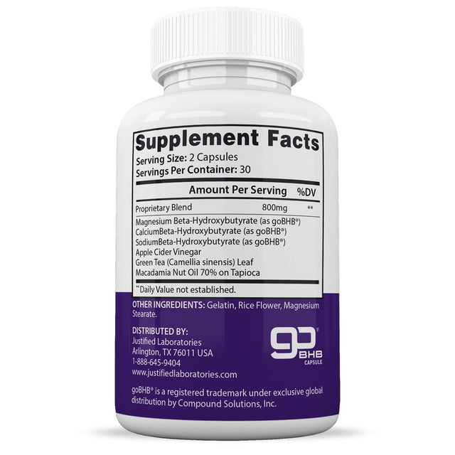 Justified Laboratories Trim Life Labs Keto Pills Includes Apple Cider Vinegar Gobhb® 60 Capsules