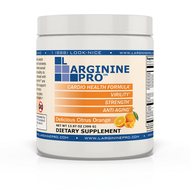L-Arginine Pro Powder - 5500Mg L-Arginine, 1100Mg L-Citrulline Cardio Health (Citrus Orange, (2) Jars)