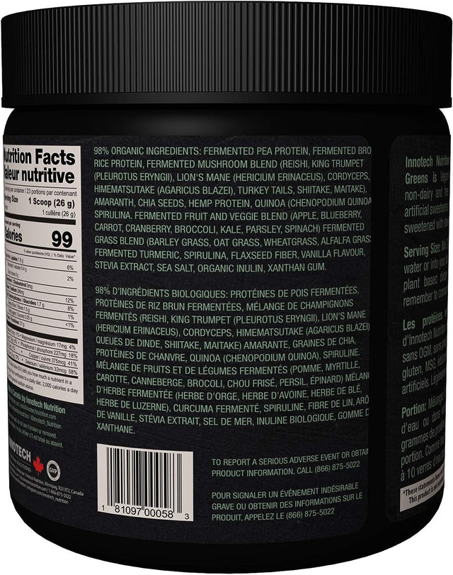 Innotech Nutrition Solutions Fermented Plant Protein & Greens Vanilla, Lightly Sweetened - 600 G