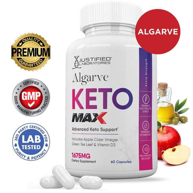 Justified Laboratories Algarve Keto ACV MAX Pills 1675Mg Dietary Supplement 60 Capsules
