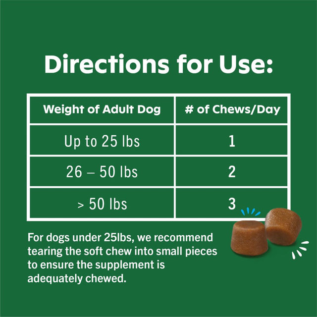 Greenies Hip and Joint Supplement Soft Chews for Dogs, Chicken Flavor, 30 Count Pouch