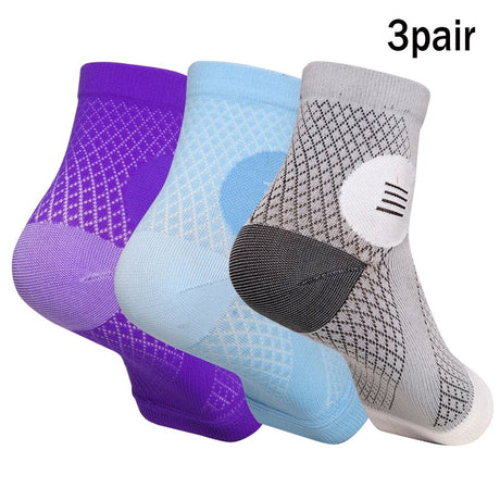 3Pair Ankle Brace Socks for Men Women, Soothe Compression Socks for Neuropathy Pain,Ankle Brace Plantar Fasciitis Swelling Relief,Adult-S,3 Color