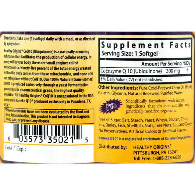 Healthy Origins Coq10 300 Mg (60 Softgels)