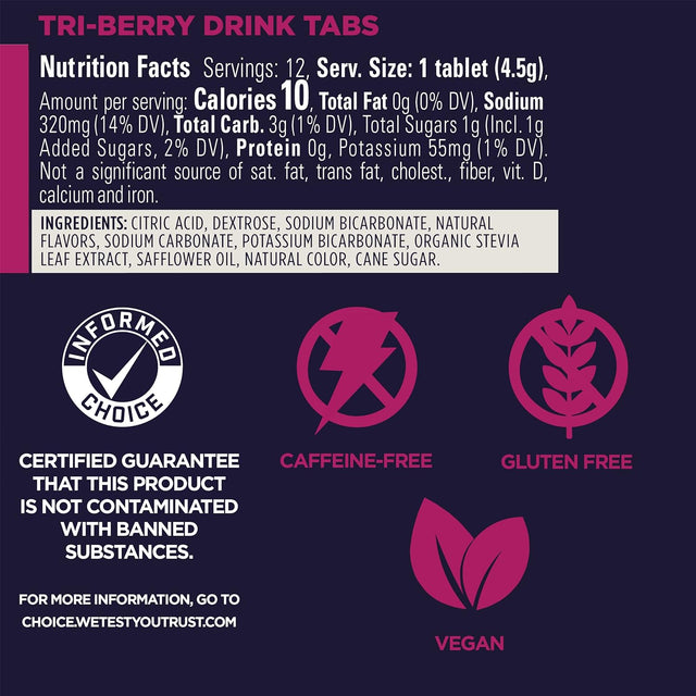 GU Energy Hydration Electrolyte Drink Tablets, Enhanced Endurance Sports Drink for Running, Cycling, Triathlon, 4-Count (48 Servings), Tri-Berry