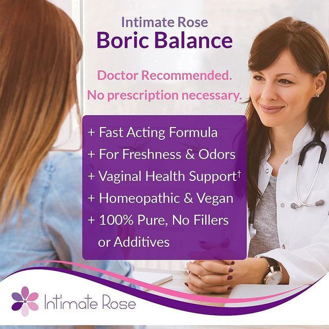 Intimate Rose Boric Acid , Ph Balance for Women, Boric Acid Vaginal Suppositories for Yeast Infection, Vaginitis, Bacterial Vaginosis, 30-Count (600Mg) Includes 7 Applicators - 100% Made in USA