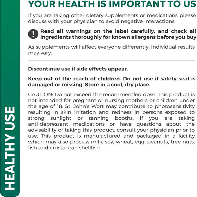 Healths Harmony St. John'S Wort 500Mg 120 Capsules (Non-Gmo) Powerful 900Mcg Hypericin Saint Johns Wort Extract for Mood, Tincture & Mental Health - No Oil or Pills - Supplement