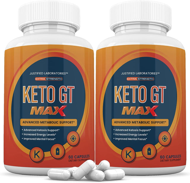 Justified Laboratories (2 Pack) Keto GT Max 1200MG Includes Apple Cider Vinegar Gobhb Exogenous Ketones Keto Pills Supplement Premium Ketosis Support for Men Women 120 Capsule