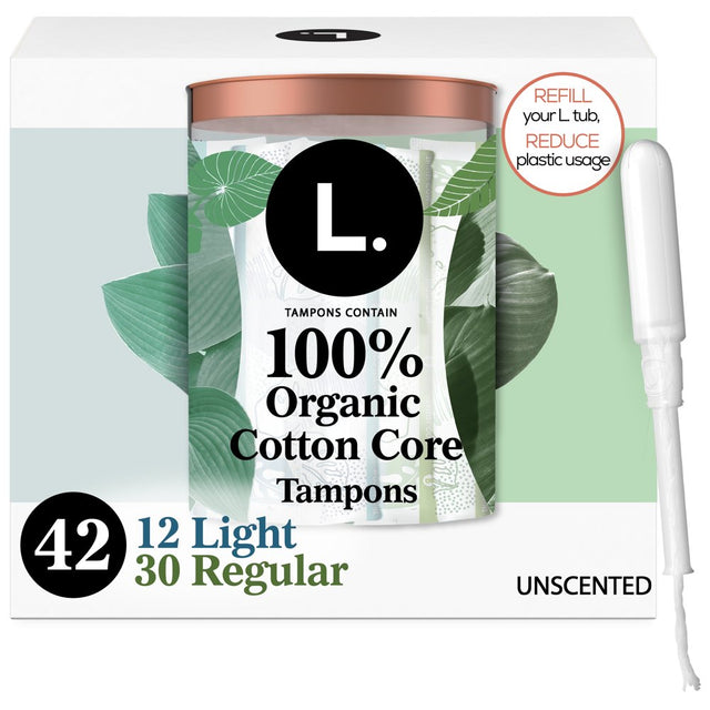 L. Organic Cotton Tampons Duopack - Light/Regular Absorbency, 42 Ct