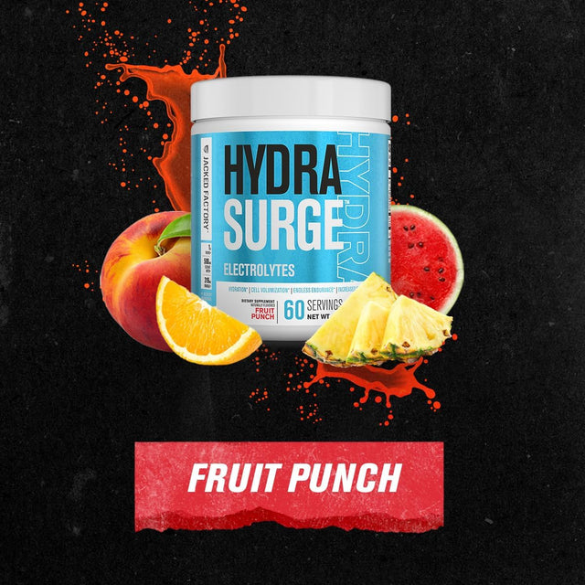 HYDRASURGE Electrolyte Powder - Hydration Supplement with Key Minerals, Himalayan Sea Salt, Coconut Water, More - Keto Friendly, Sugar Free & Naturally Sweetened - 60 Servings, Refreshing Fruit Punch