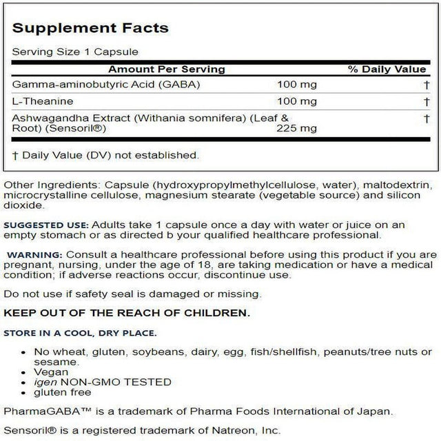 Jarrow Formulas Gaba Soothe, Promotes Relaxation, 30 Capsules