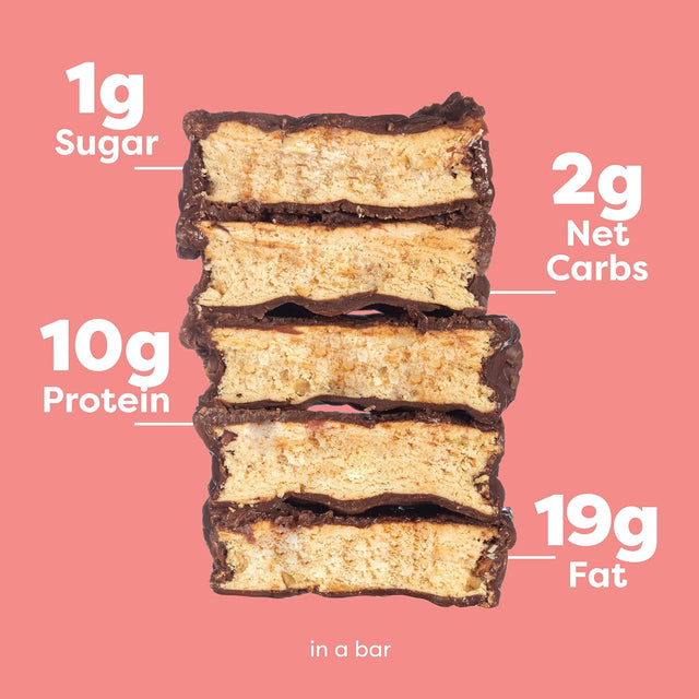 Kiss My Keto Salted Caramel Protein Bars – 1G Sugar, 9G Protein Keto Chocolate Bars – Low Carb Chocolate Bars – 12 Individually Wrapped Bars, Gluten Free Chocolate MCT Bars – Low Carb Candy Bars