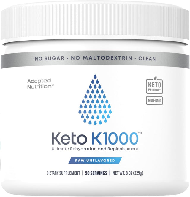 Hi-Lyte Keto K1000 Electrolyte Powder | Unflavored | Hydration Supplement Drink Mix | Boost Energy & Beat Leg Cramps | No Sugar, No Stevia, No Maltodextrin | 50 Servings