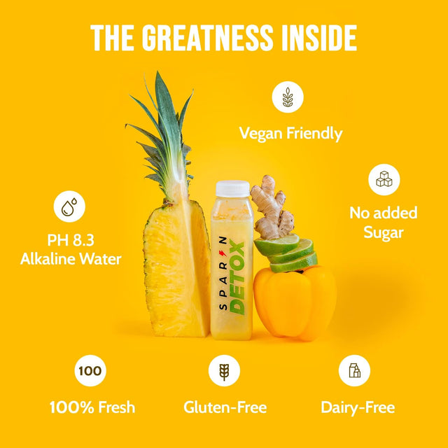 1-Day Juice Cleanse | 6 Natural Fruit and Vegetable Juice Bottles | Best Juice to Cleanse Your System | Healthy Cleanse & Detox Program | No Gluten by SPARN Detox