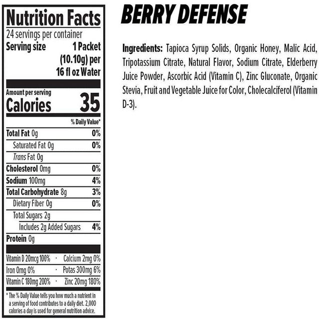 Honey Stinger-Berry Defense Rapid Hydration Mix- RECOVER-10 Count
