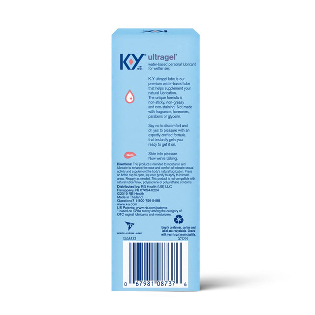 K-Y Ultragel Lube, Personal Lubricant, Water-Based Formula, Safe to Use with Silicone Toys, for Men, Women and Couples, 4.5 FL OZ