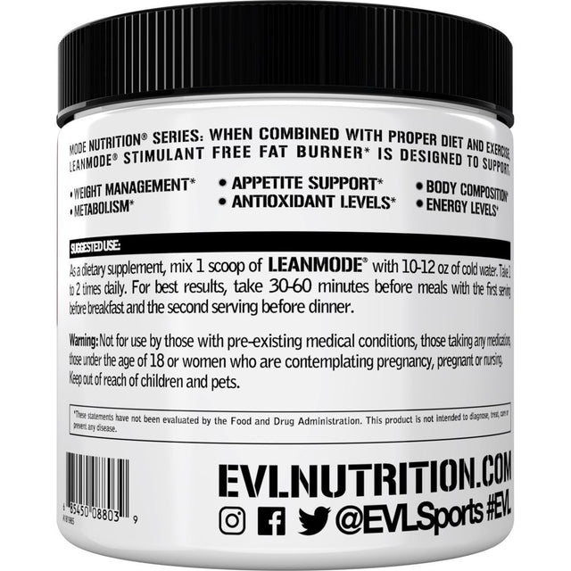 L-Carnitine, CLA, Garcinia Cambogia, Green Coffee Bean & Green Tea Fat Burner Supplement - EVL Lean Mode Weight Loss Support Diet Supplement 30 Servings (Fruit Punch)