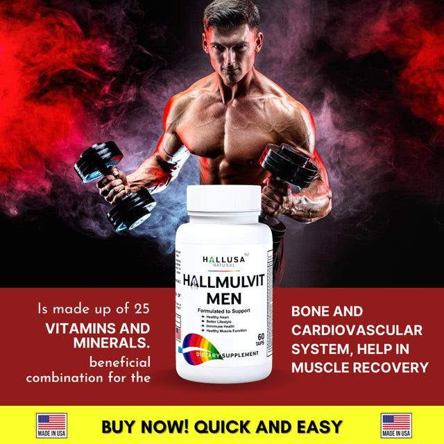 HALLMULTIVIT Men'S Multivitamin - Energy & Vitality - 60 Tabs