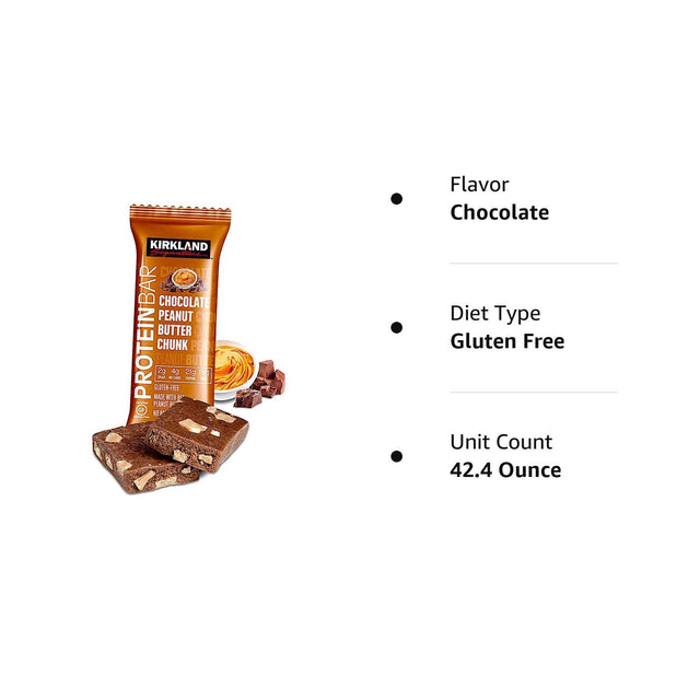 KIRKLAND SIGNATURE Protein Bars Chocolate Peanut Butter Chunk 2.12 Oz, 20-Count