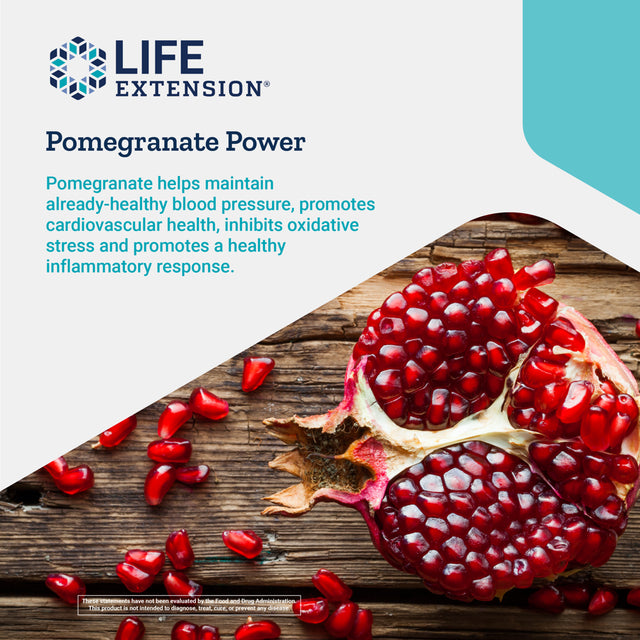 Life Extension Pomegranate Complete - Comprehensive Superfood Health Supplement, Supports Cardiovascular Endothelial Health - Gluten-Free, Non-Gmo - 30 Softgels
