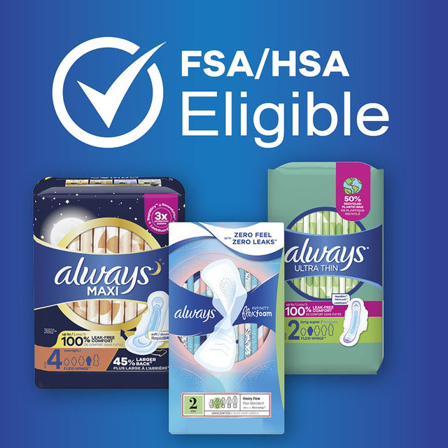 Always Ultra Thin Pads without Wings, Size 2, Long Super Absorbency, 40 CT