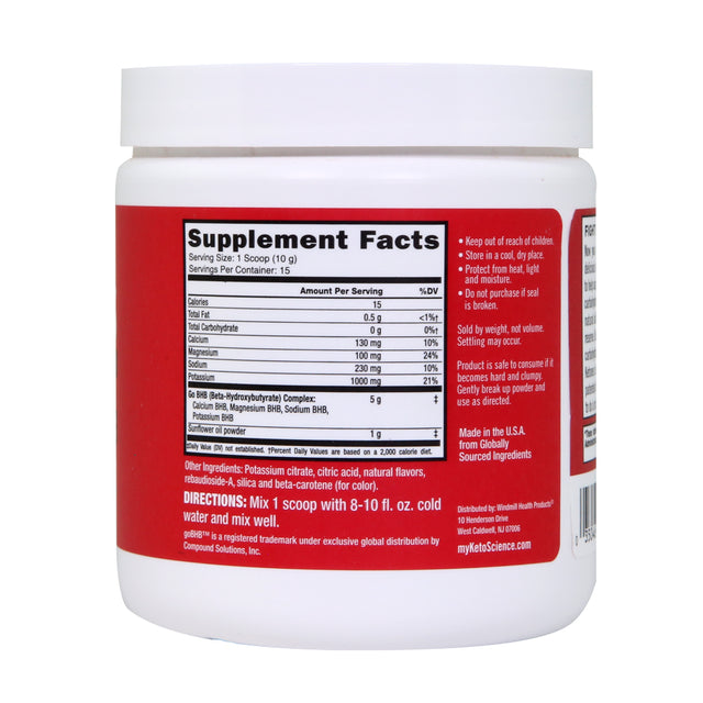 Keto Science Ketone Drink Mix Powder, Lemon, 5.3 Oz, 15 Servings