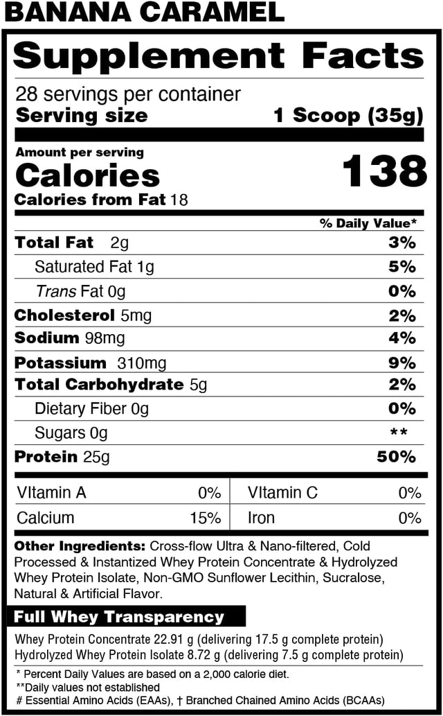 1UP Whey Protein Banana Caramel Twist | Pure Whey Protein | Promotes Lean Muscle Growth | Supports Muscle Recovery | Improves Strength