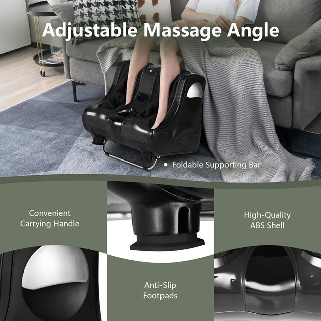 Gymax Foot & Calf Massager W/ Heat Vibration Deep Kneading Shiatsu Foot Massage Machine