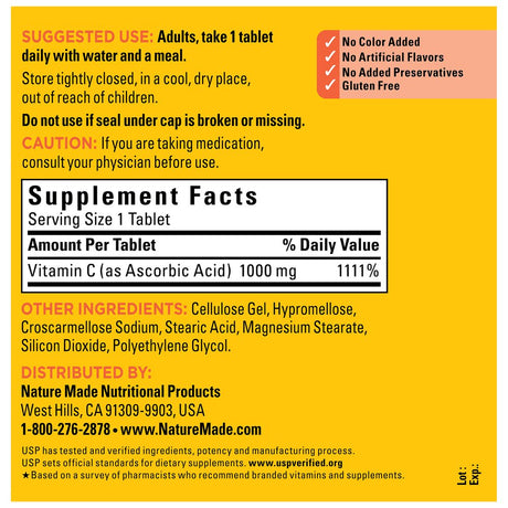 Nature Made Extra Strength Vitamin C 1000 Mg Tablets, Dietary Supplement, 300 Count