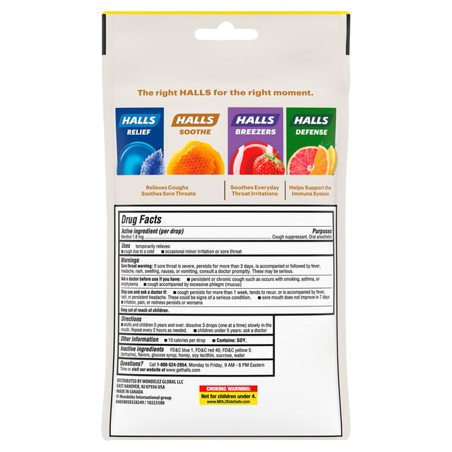 HALLS Soothe Honey Flavor Cough Drops, 1 Bag (40 Total Drops)