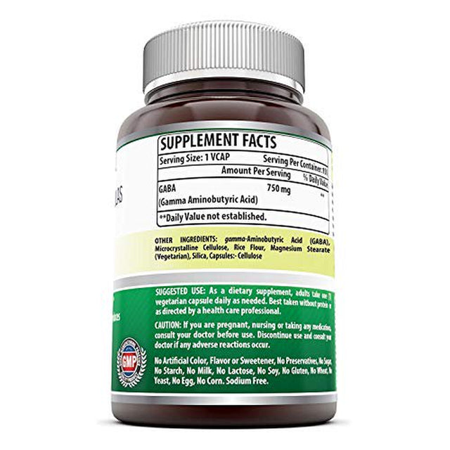 Amazing Formulas Pharma GABA - 750 Mg, 100 Veggie Capsules - Pack of 3