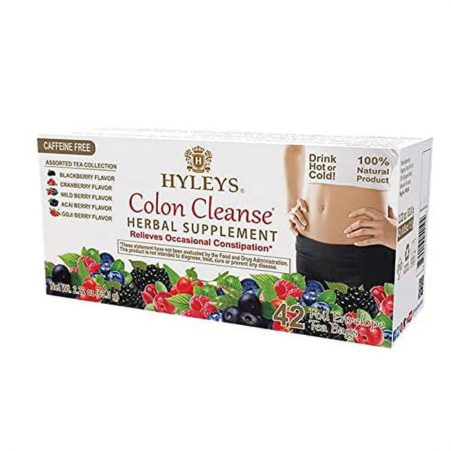 HYLEYS Tea Wellness Colon Cleanse 5 Flavor Assorted Tea, 42 Count, 1 Pack