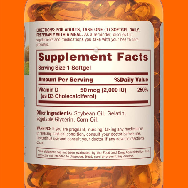 Sundown Vitamin D3 2000 IU Softgels, Supports Bone, Teeth, and Immune Health, 150 Count