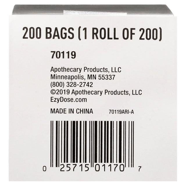 Ezy Dose Pill Pouch Refill Health Bags,1 Roll, 200 Disposable Bags