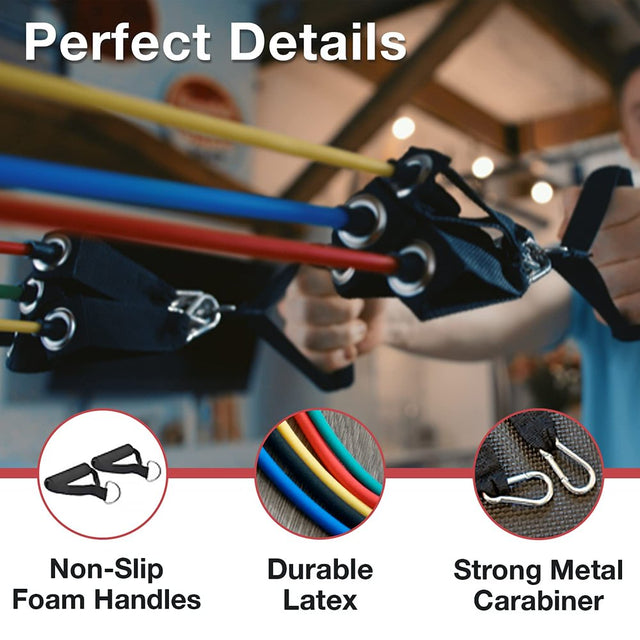 Kore Tense Resistance Tubes - 11Pc Resistance Bands Set with 5 Different Strength Level Bands