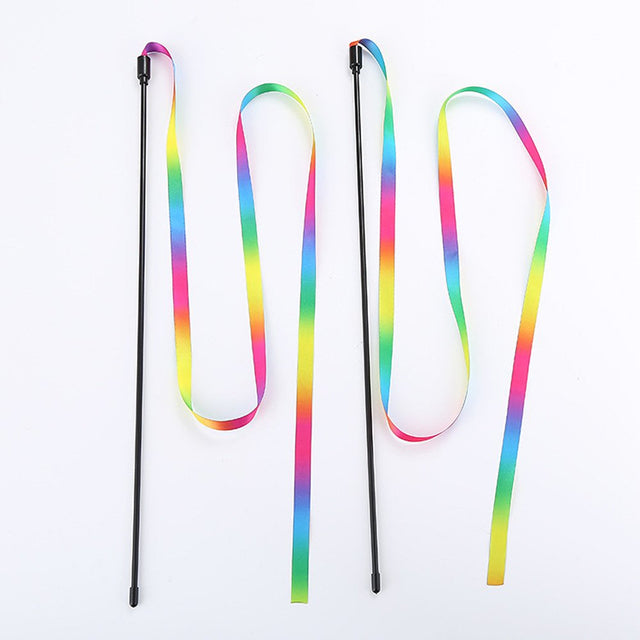 Black and Friday Deals Blueek Kitten Cat Pet Toy Chaser Stick Rainbow Streamers Interactive Play Fun Toys
