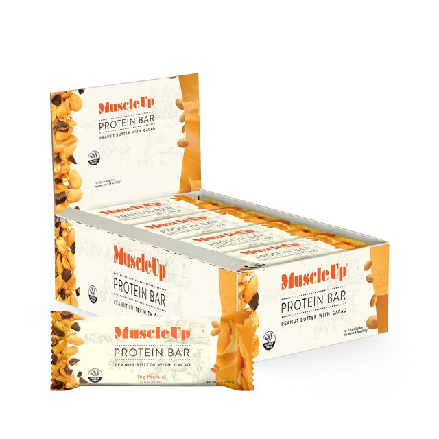 Muscleup Gluten Free and Non-Gmo Sweet Potato Protein Bar (Peanut Butter with Cacao Nibs, 12 Bars)