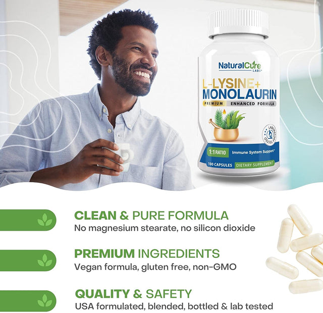 L-Lysine + Monolaurin 600Mg 1:1 Ratio, 100 Capsules