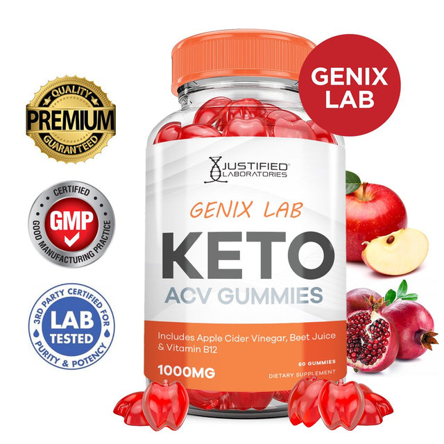 Genix Lab Keto ACV Gummies 1000MG Dietary Supplement 60 Gummys