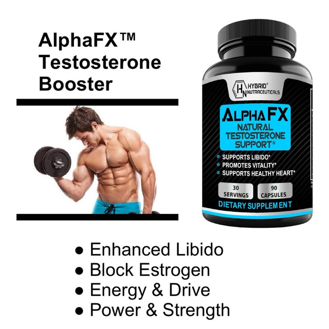 Alphafx Test Booster Testosterone Supplement for Men - High Potency Tribulus Terrestris, Horny Goat Weed, Saw Palmetto & More - Support Muscle Growth, Increase Libido - 90 Capsules