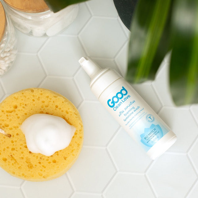 Good Clean Love: Ultra Sensitive Foaming Feminine Wash, Water-Based Ph-Balanced Vaginal Soap, Natural Ingredients, More than 60% Organic Aloe Vera, Cleansing & Soothing Intimate Hygiene Cleanser, 5 Oz