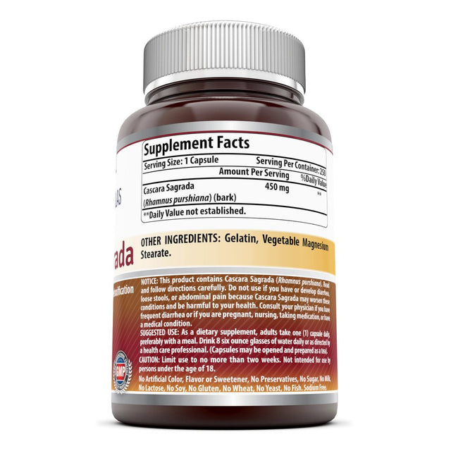 Amazing Formulas Cascara Sagrada 450 Mg 250 Capsules
