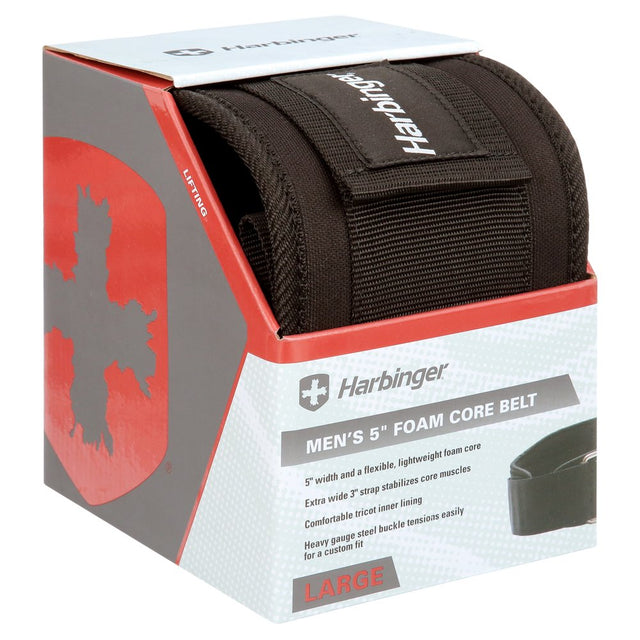 Harbinger Black 5" Foam Core Nylon Weightlifting Belt, Men'S Large