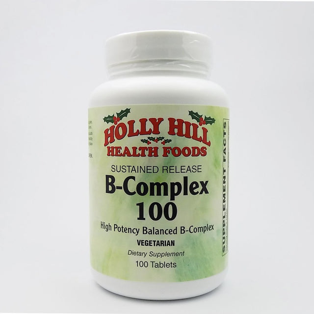 Holly Hill Health Foods, B Complex 100 Sustained Release, Vegetarian Formula, 100 Tablets