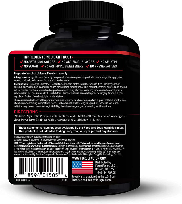 FORCE FACTOR Test X180 Ignite V2 Testosterone Booster & Supplement with Nitrates to Burn Fat, Build Muscle, Boost Energy and Enhance Vitality, Black, 120 Count