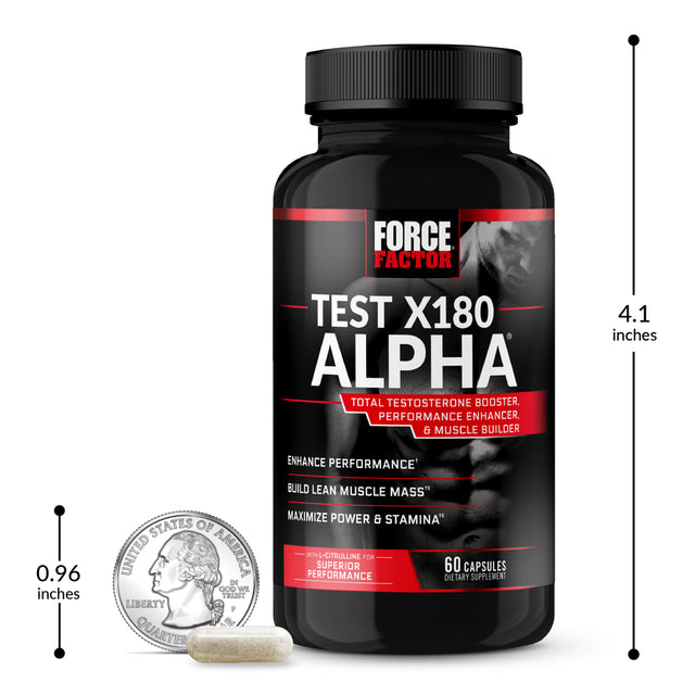 Force Factor Test X180 Alpha Testosterone Booster Supplement for Men with Fenugreek, 60 Capsules