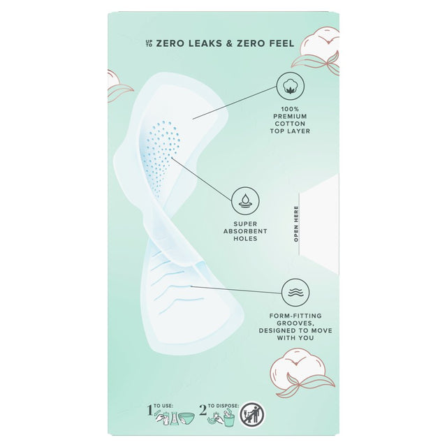 Always Pure Cotton Feminine Pads with Wings, Size 2, Heavy Absorbency, 24 Count