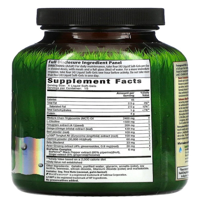 Irwin Naturals Fenugreek RED with Nitric Oxide Boosters - 60 Liquid Soft-Gels