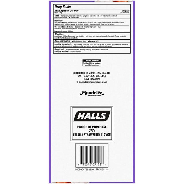 Halls Breezers Drops Cool Creamy Strawberry 25 Ea